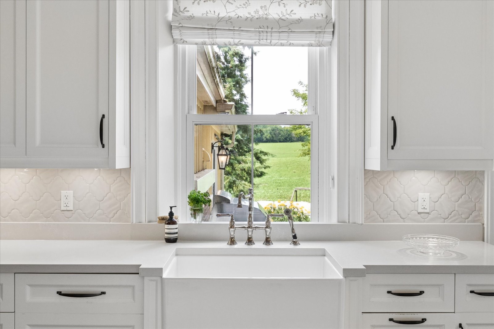Kitchen window overlooking the fields