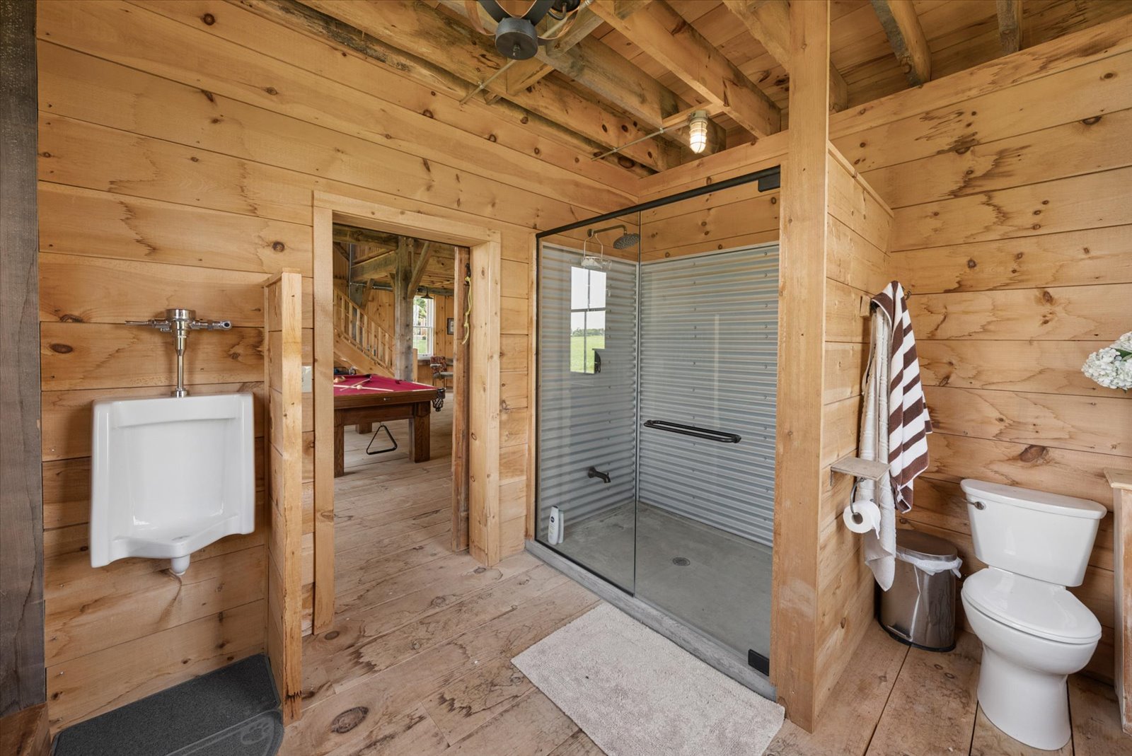 Barn washroom off the games floor